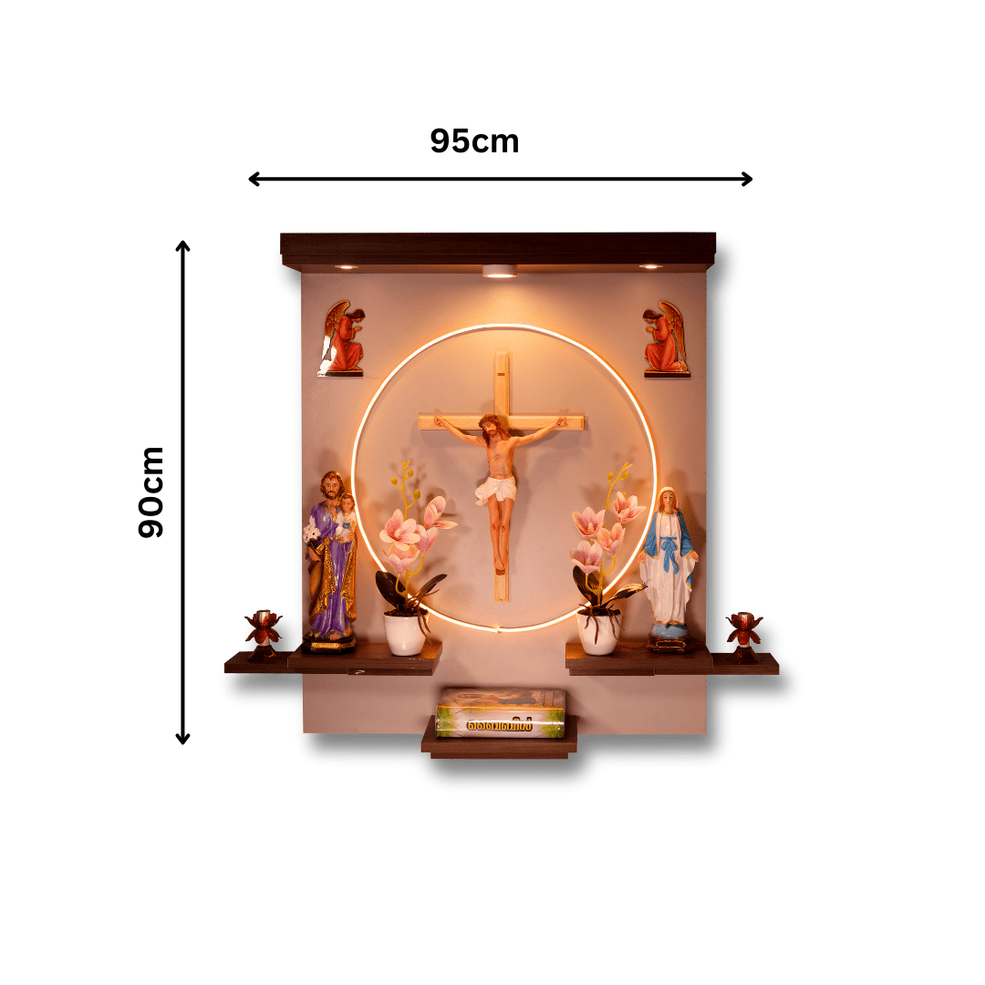 Christian Decor | Home Prayer Unit with cross & statues LED - Wall Hanging Type