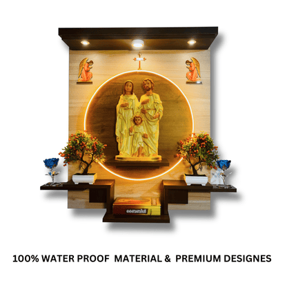 Christian Decor | Home Prayer Unit with Holy Family Statue | Wall Hanging Type