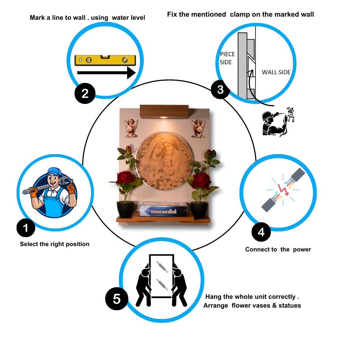 Christian Decor | Bedroom  Prayer Unit , Holy family Leather engraving | Wall Hanging Type