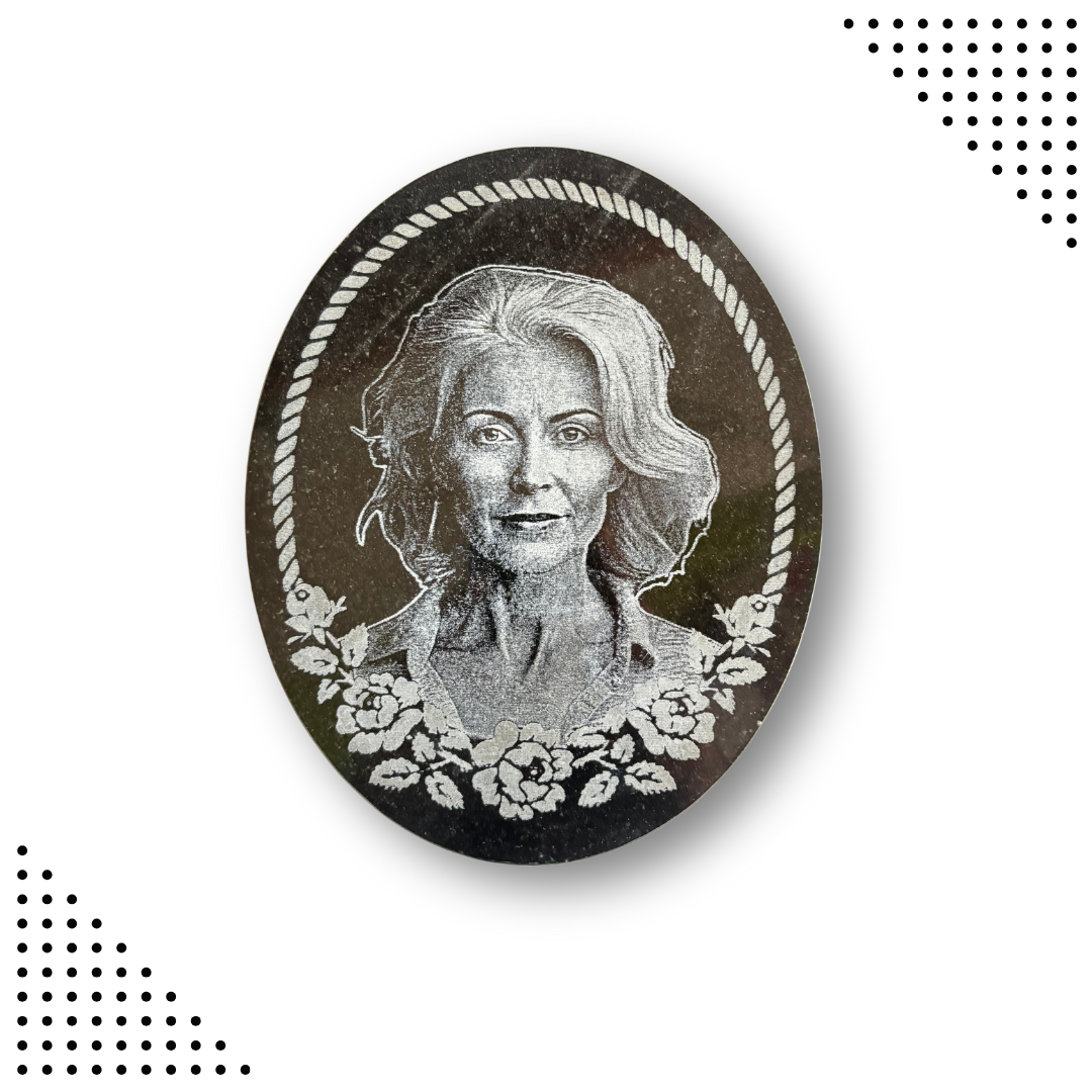 Granite Customisable Photos  | High Quality Image Engraving |  Using for Cemetery, 8 Inch OVEL  Granite Image