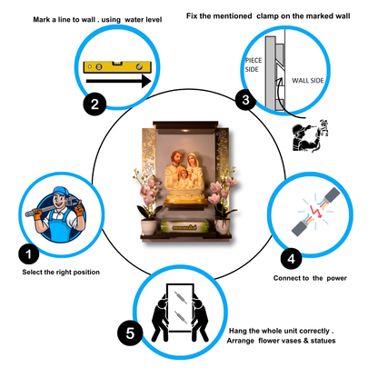 Christian Decor | Bedroom Prayer Unit, Holy family Statue | Wall Hanging Type