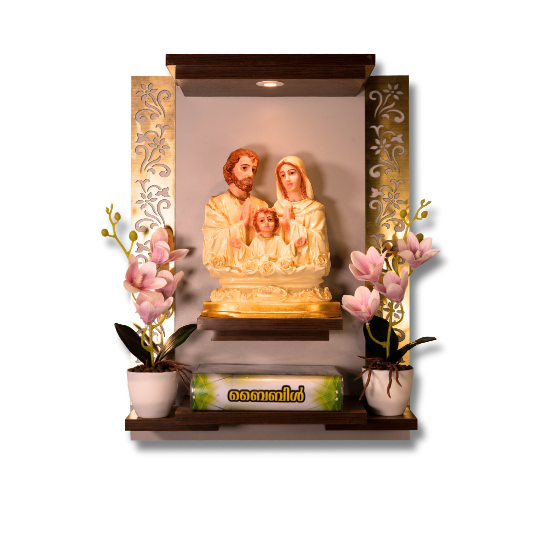 Christian Decor | Bedroom Prayer Unit, Holy family Statue | Wall Hanging Type