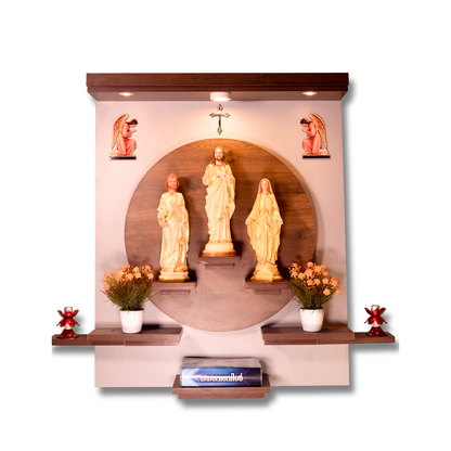 Christian Decor | Home Prayer Unit with Photo statue -Jesus, Mary and Joseph Statue | Wall Hanging Type