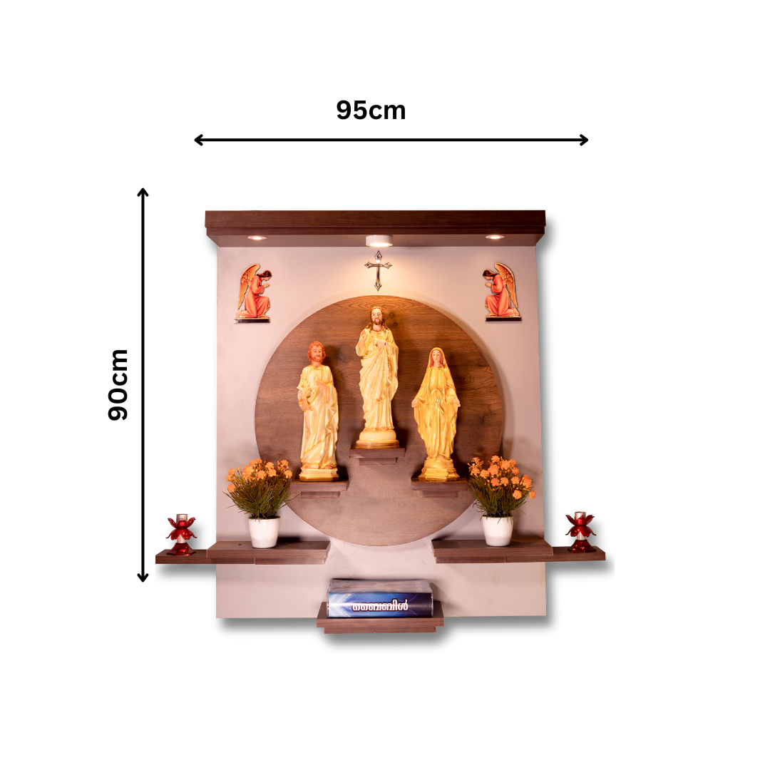 Christian Decor | Home Prayer Unit with Photo statue -Jesus, Mary and Joseph Statue | Wall Hanging Type