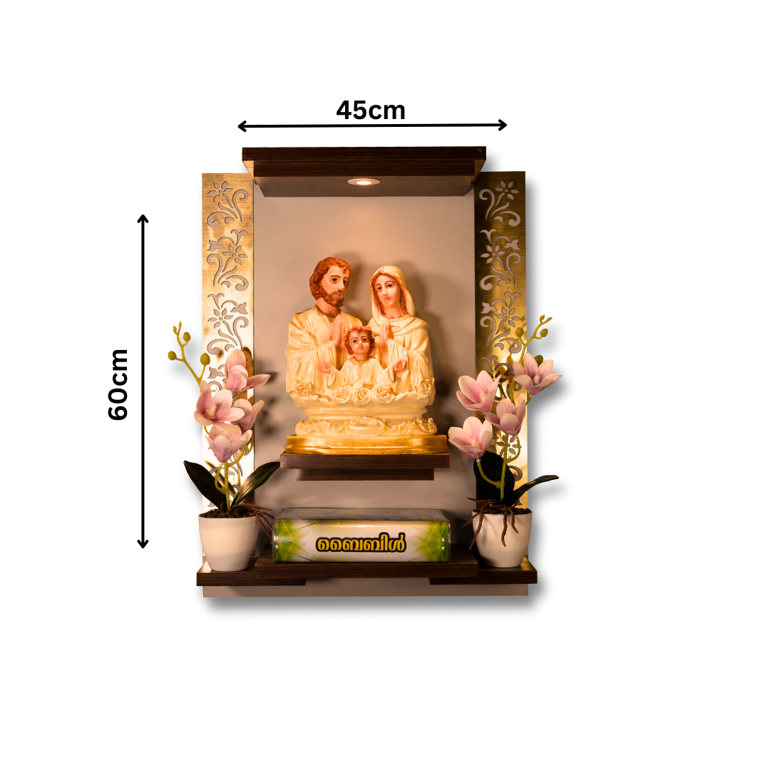 Christian Decor | Bedroom Prayer Unit, Holy family Statue | Wall Hanging Type