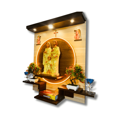 Christian Decor | Home Prayer Unit with Holy Family Statue | Wall Hanging Type