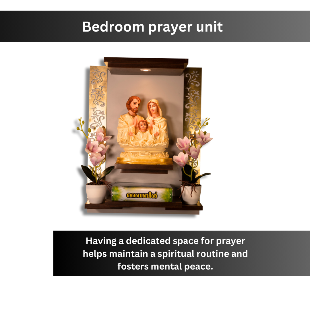 Christian Decor | Bedroom Prayer Unit, Holy family Statue | Wall Hanging Type