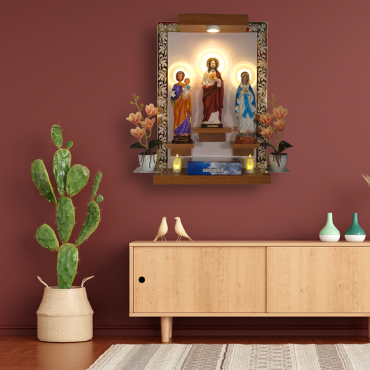 Christian Decor | Home Prayer Unit with led  frame  Jesus, Mary and Joseph Statue | Wall Hanging Type