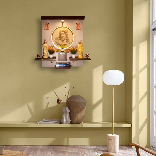 Christian Decor | Bedroom  Prayer Unit , Leather Engraving  With Statues| Neon  Wall Hanging Type