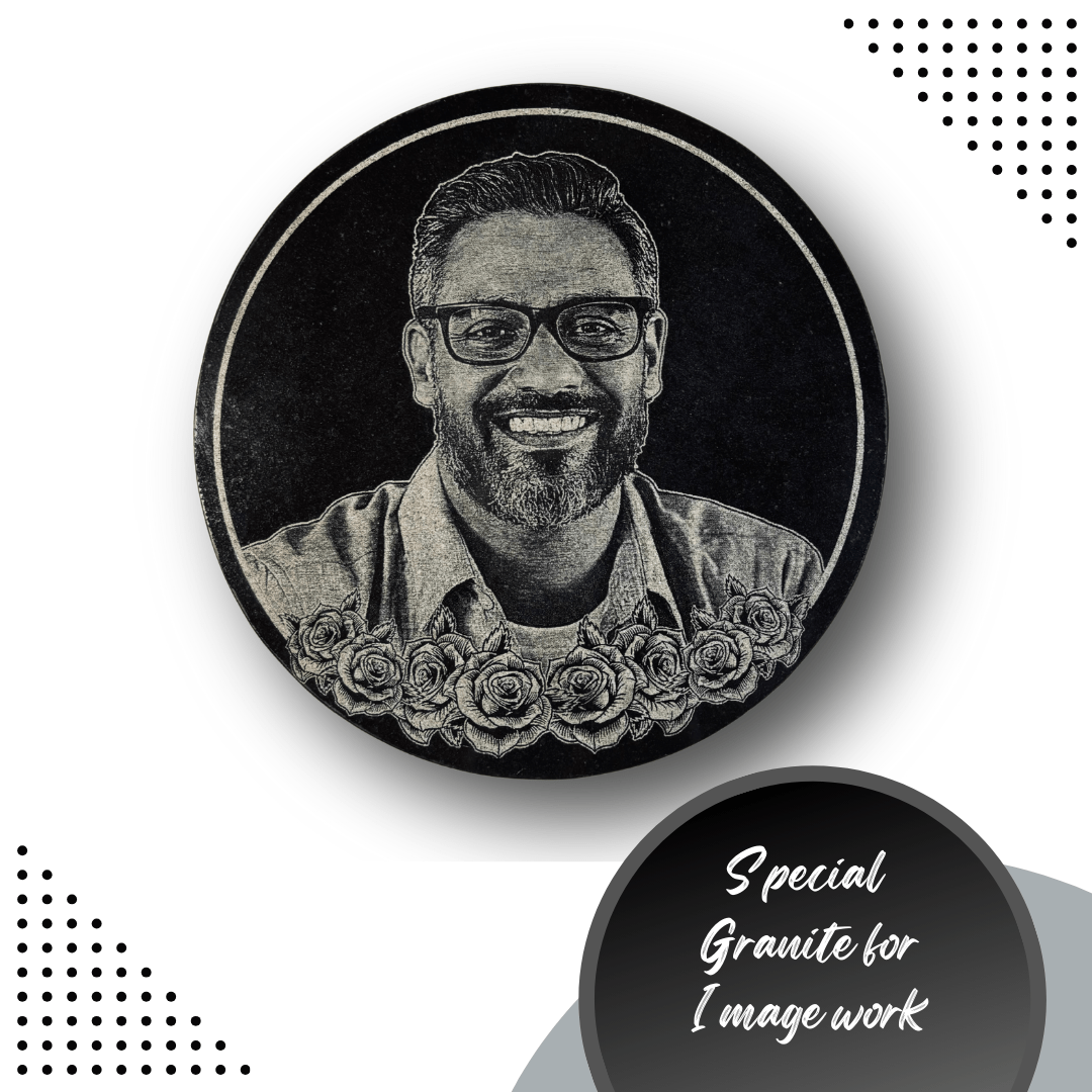 Granite Customisable Photos  | High Quality Image Engraving |  Using for Cemetery, 9 Inch Granite Image