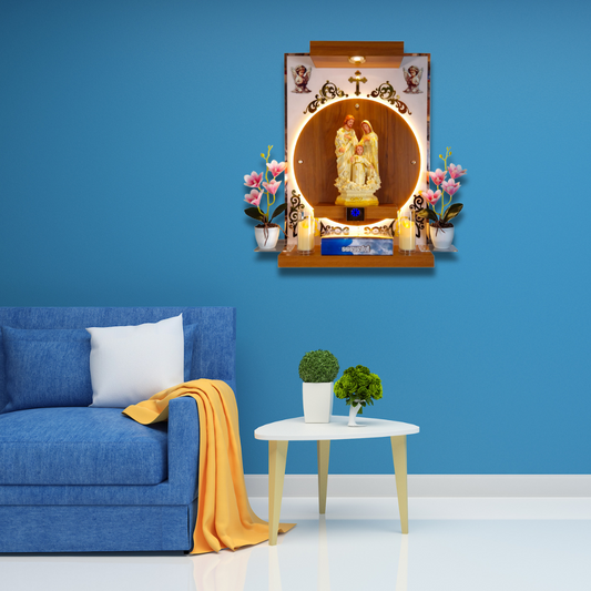 Christian Decor | Home Prayer Unit with Holy family statue | Wall Hanging Type